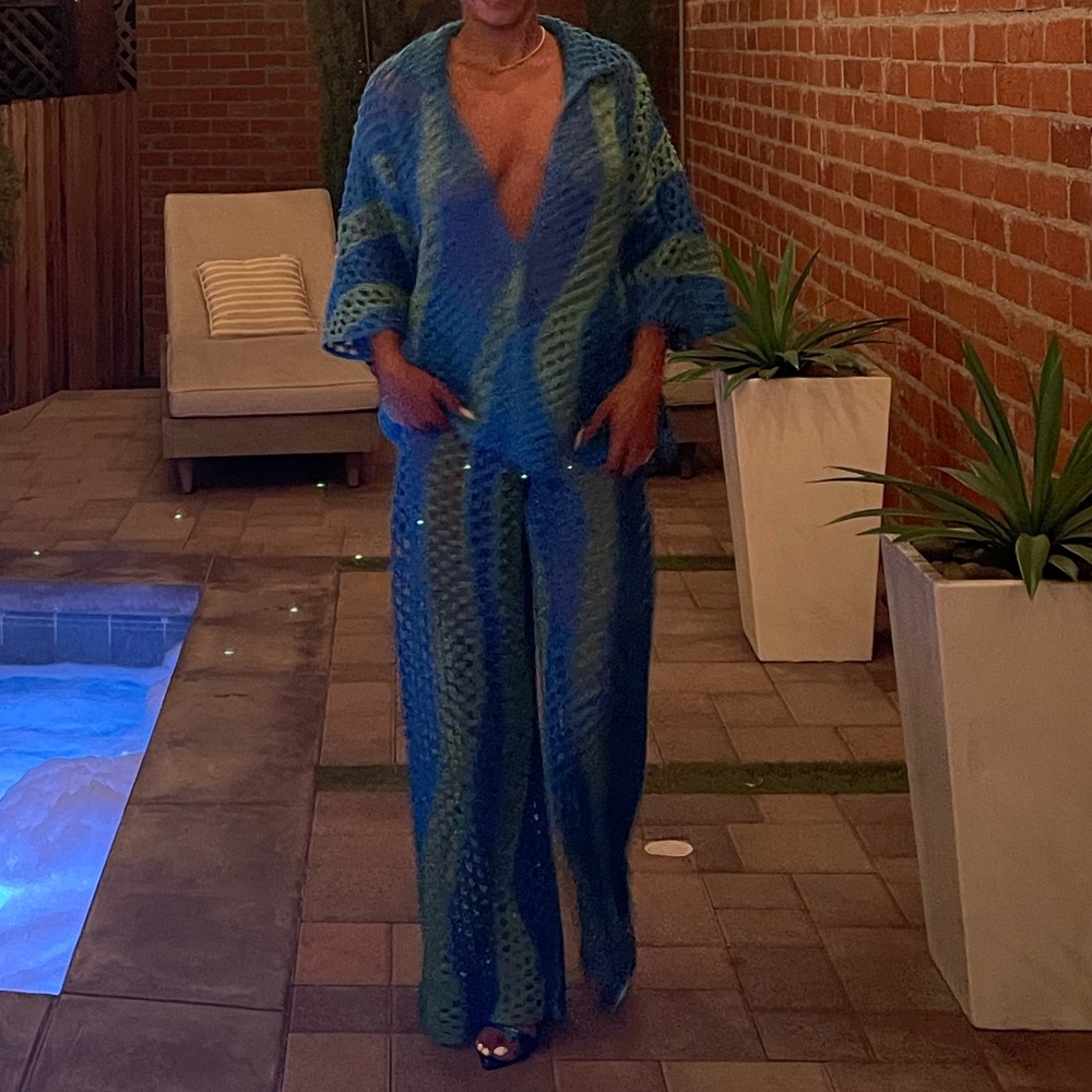 Green and Blue Crochet 2 piece set